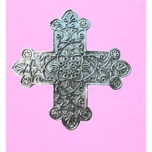 Vintage Accessocraft NYC Maltese Cross Brooch With Pin Pendant Silver Tone